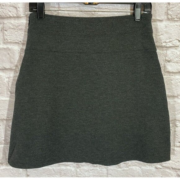 Athleta Skirt 6 Charcoal Gray Ponte Knit Moto Stretch Zipper Pockets A-Line 9783 - Picture 6 of 9